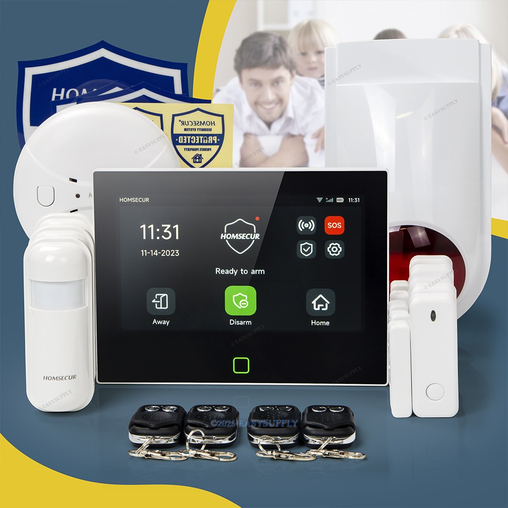 HOMSECUR Wireless WIFI 4G 2G SMS Autodial Home 7" Alarm System Touch Screen