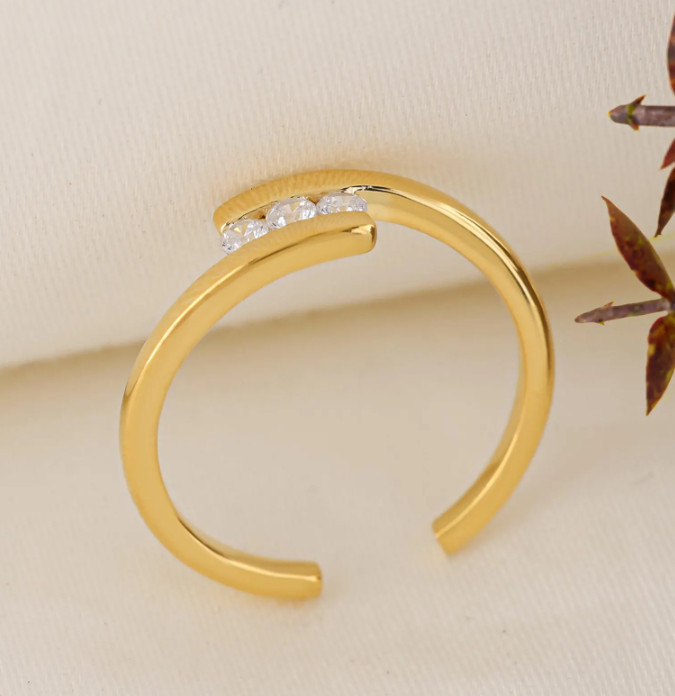 Lab Created Diamond Womens Cute Small Adjustable Toe Ring 925 Silver Bridal Gift