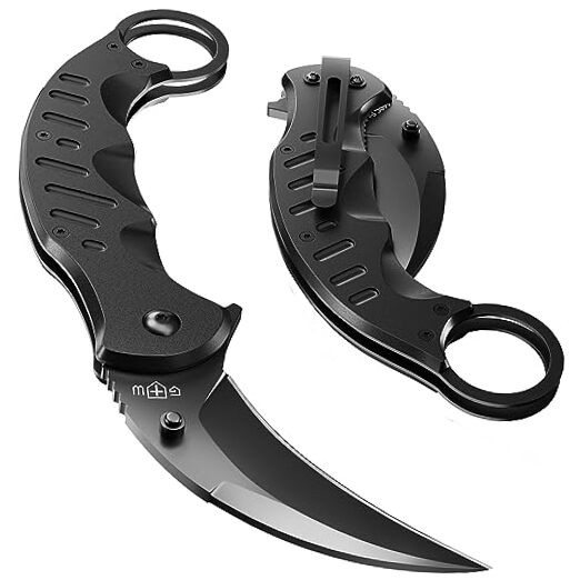 Tactical Spring Assisted Pocket Knife - Karambit Folding Knives for Men 1 Black