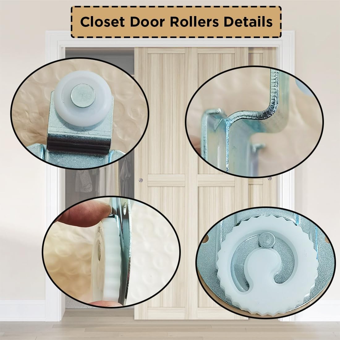 8pcs 7/8 inch Sliding Closet Door Rollers Replacements Include Silver-8pcs