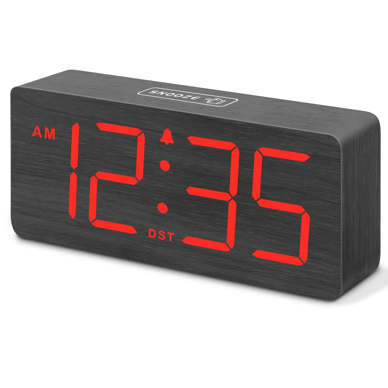 Wooden Digital Alarm Clock for Bedroom - Desk Clocks for Living Room with Lar...