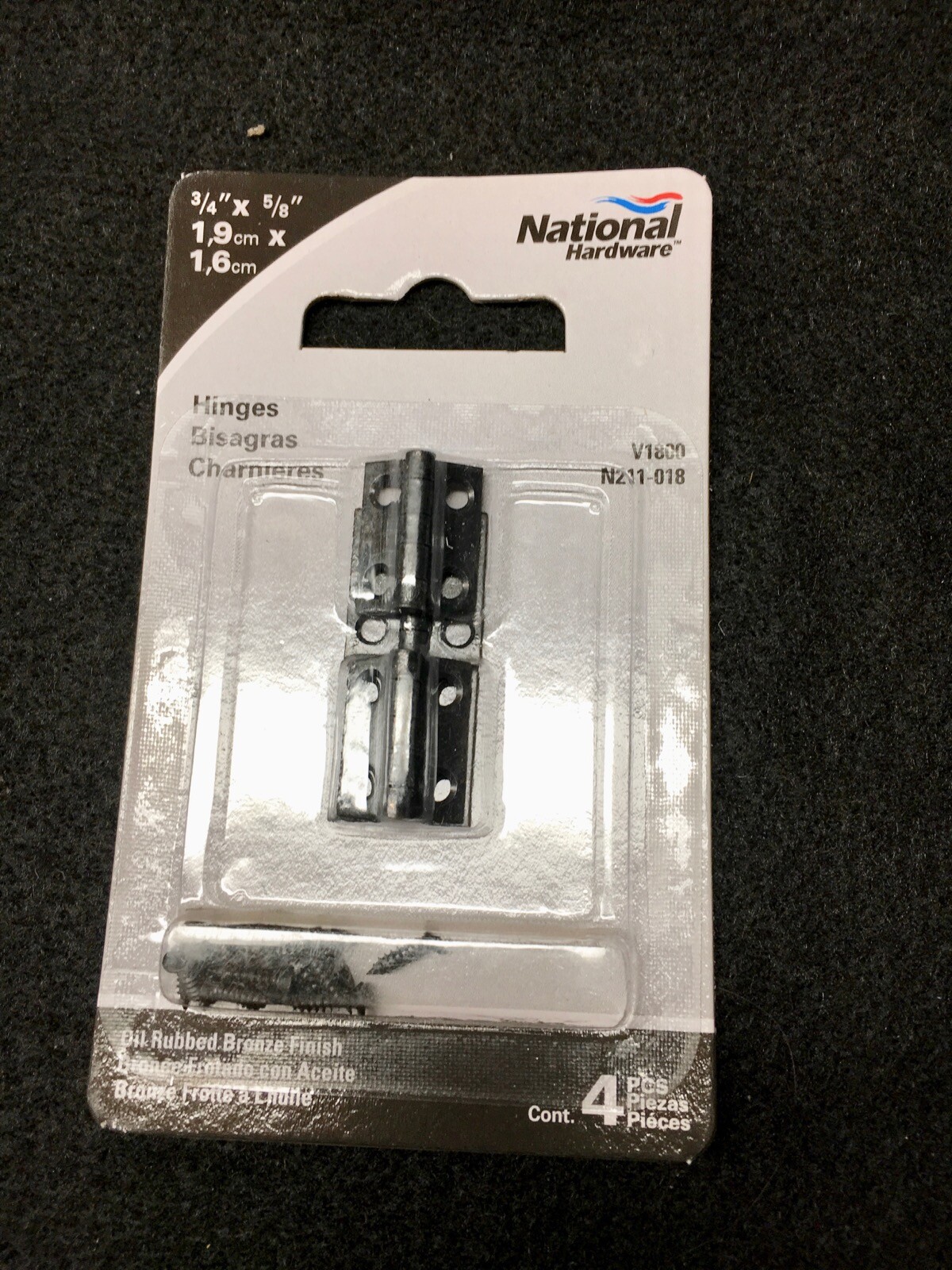  National N211-018  Oiled Rubbed Bronze Finish 3/4” x 5/8” Hinges set of 4