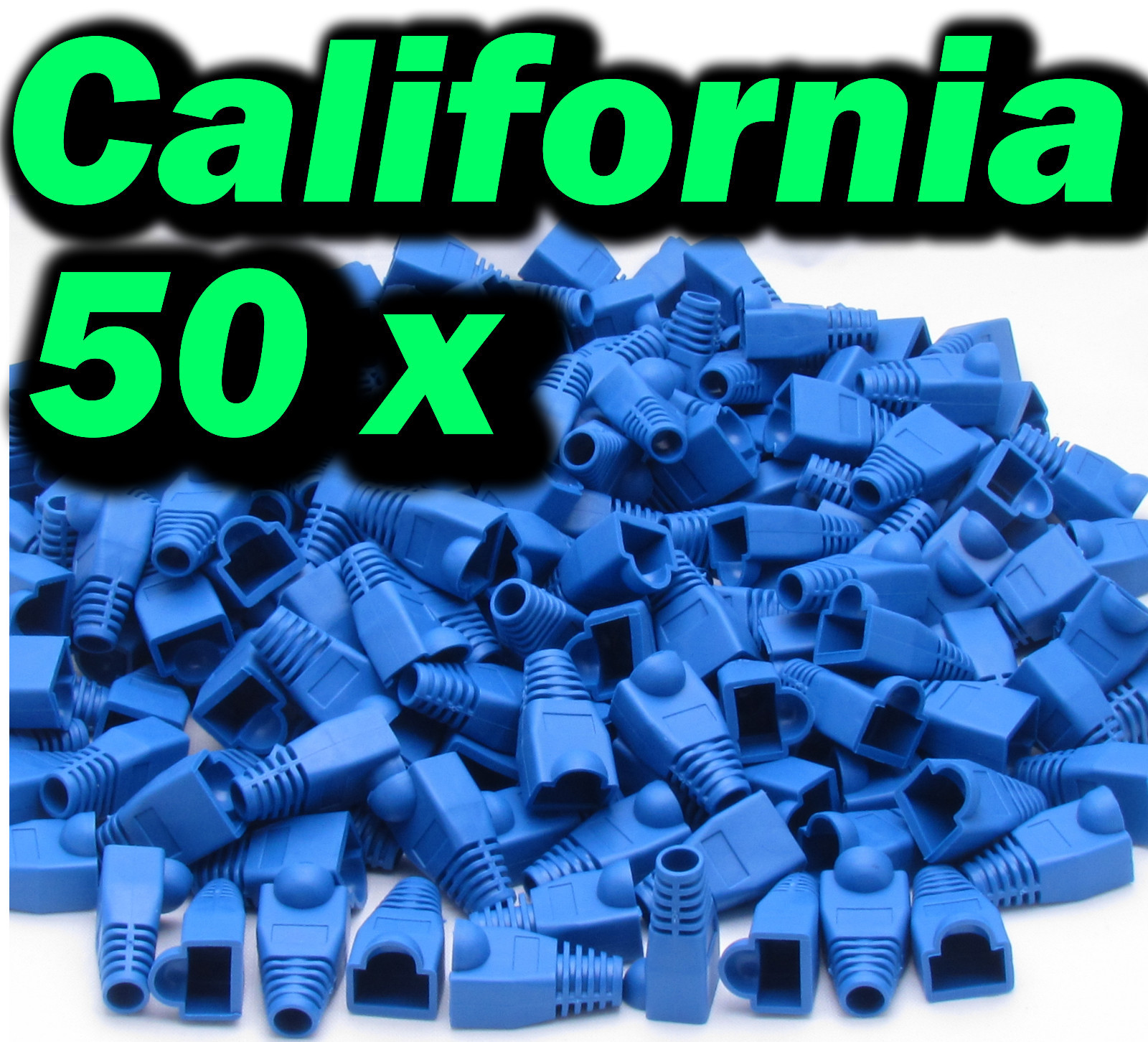 Lot 50 Blue RJ45 Connector Cat5 Modular End Cap Boot Head Plug Cat6 Cable 5E