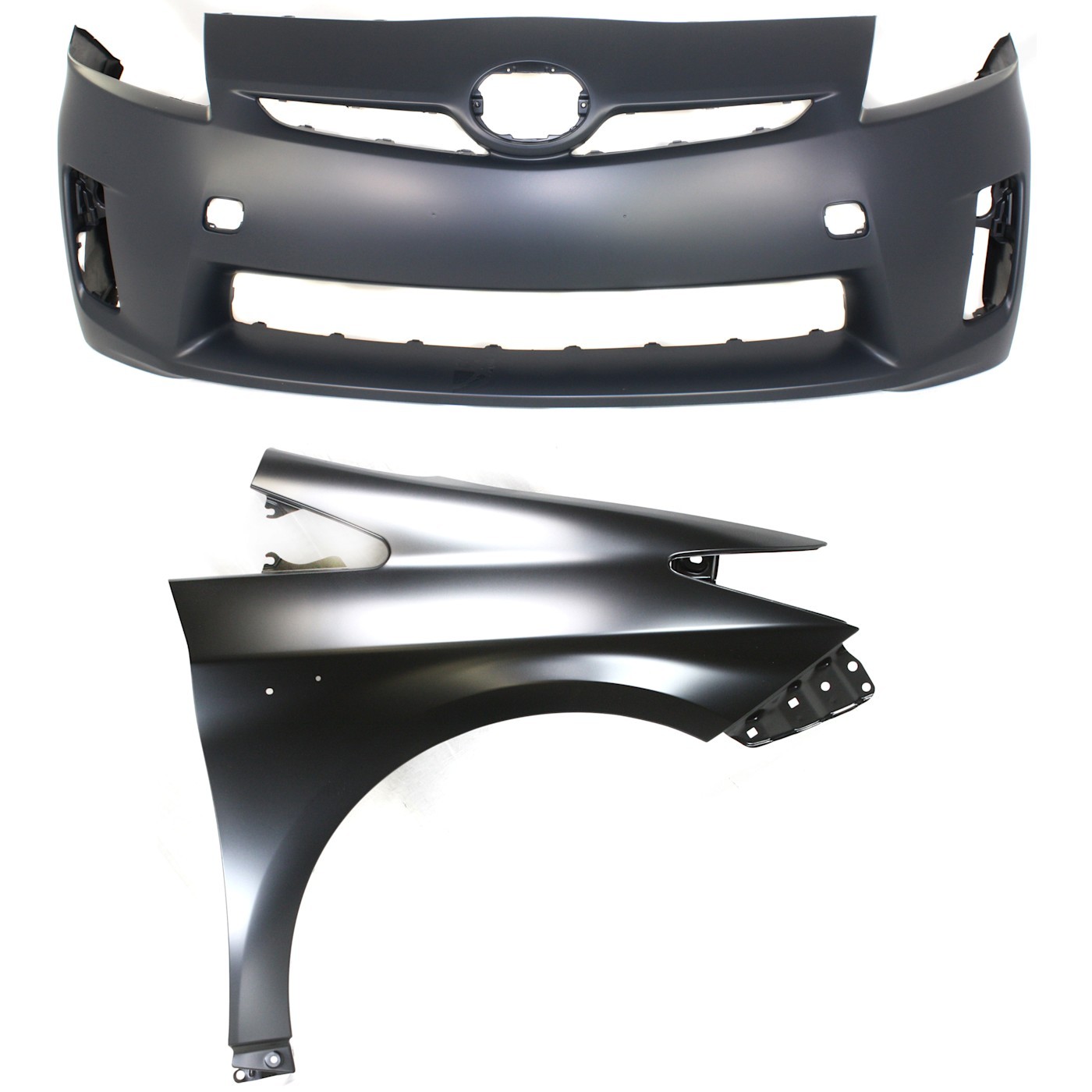 Bumper Cover Kit For 2010-2011 Toyota Prius with Front RH Fender Primed