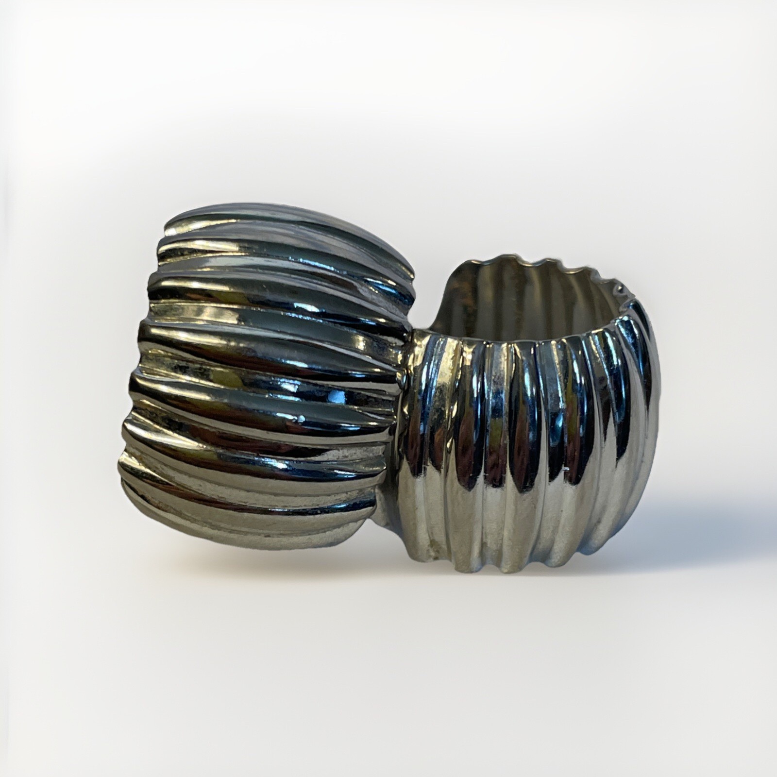 Chunky Grunge Glam Corrugated Metal Wide Hoop Earrings 80's 90's Punk