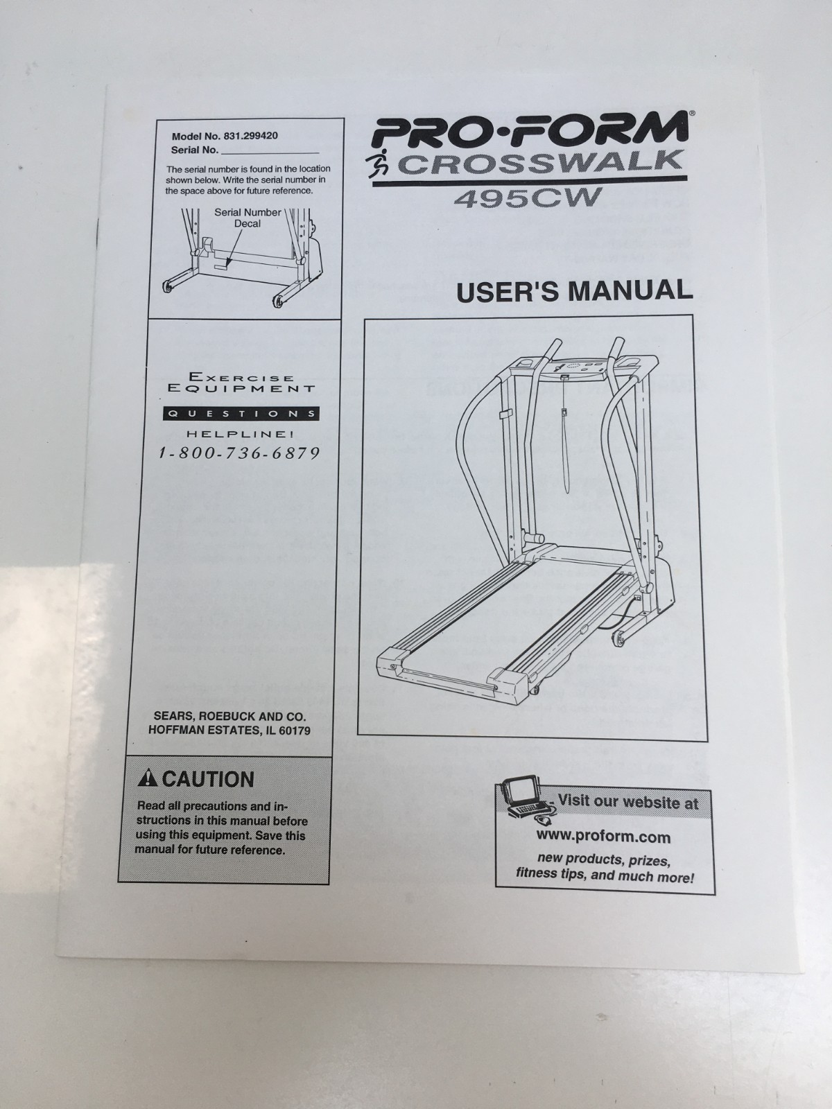 Pro-Form Crosswalk 495CW User's Manual 831.299420