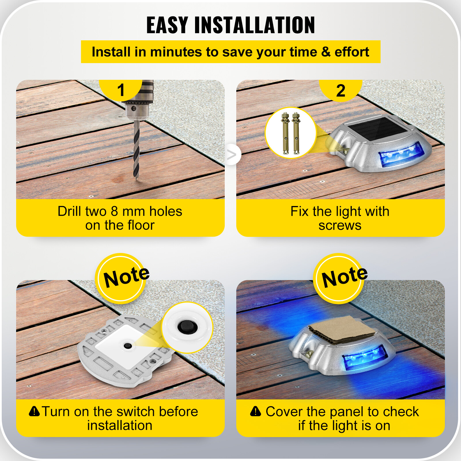 Driveway Lights, Solar Driveway Lights 24-Pack, Dock lights with Switch, in Blue