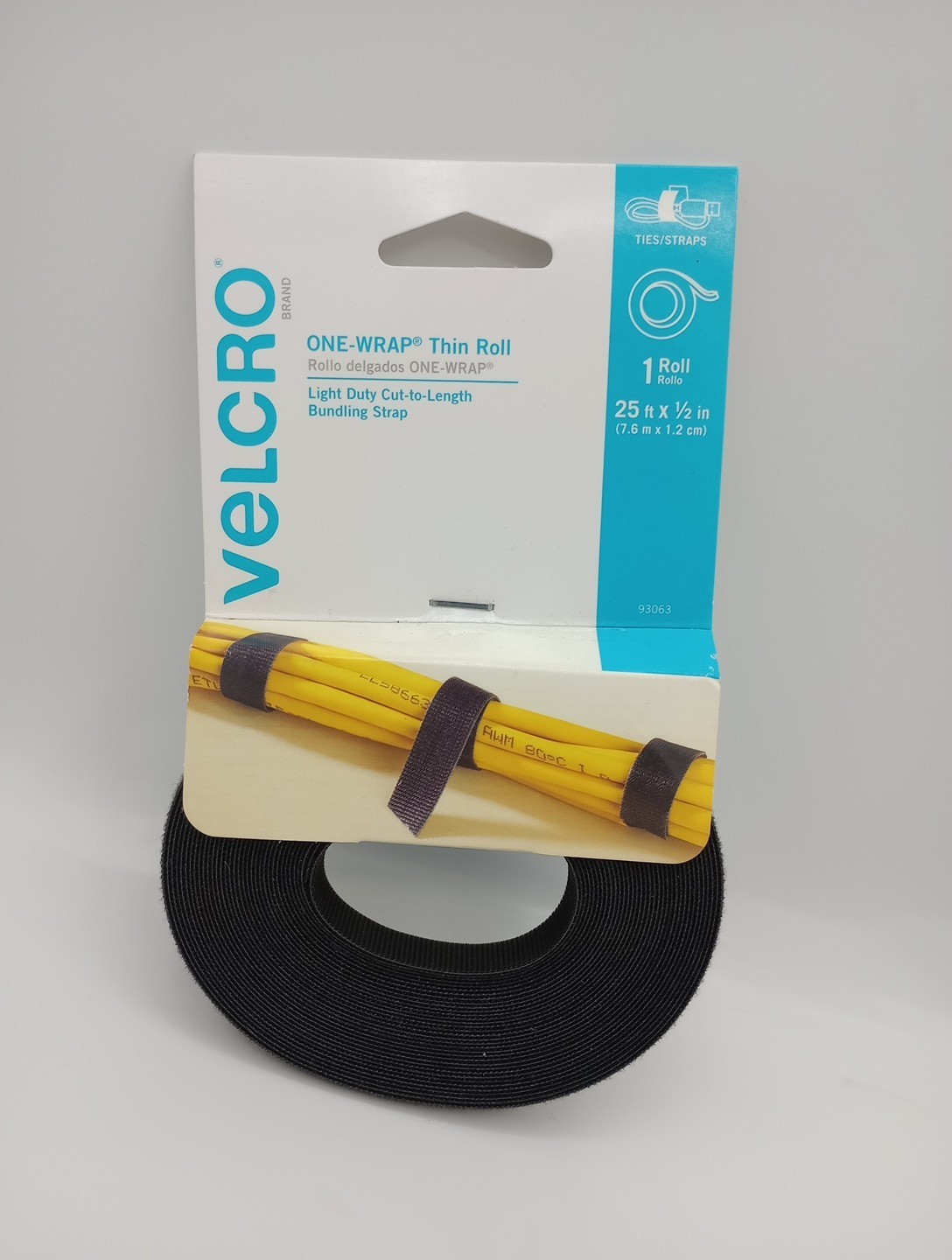 Velcro Brand ONE-WRAP Roll 25 ft X 1/2 Inch Black New