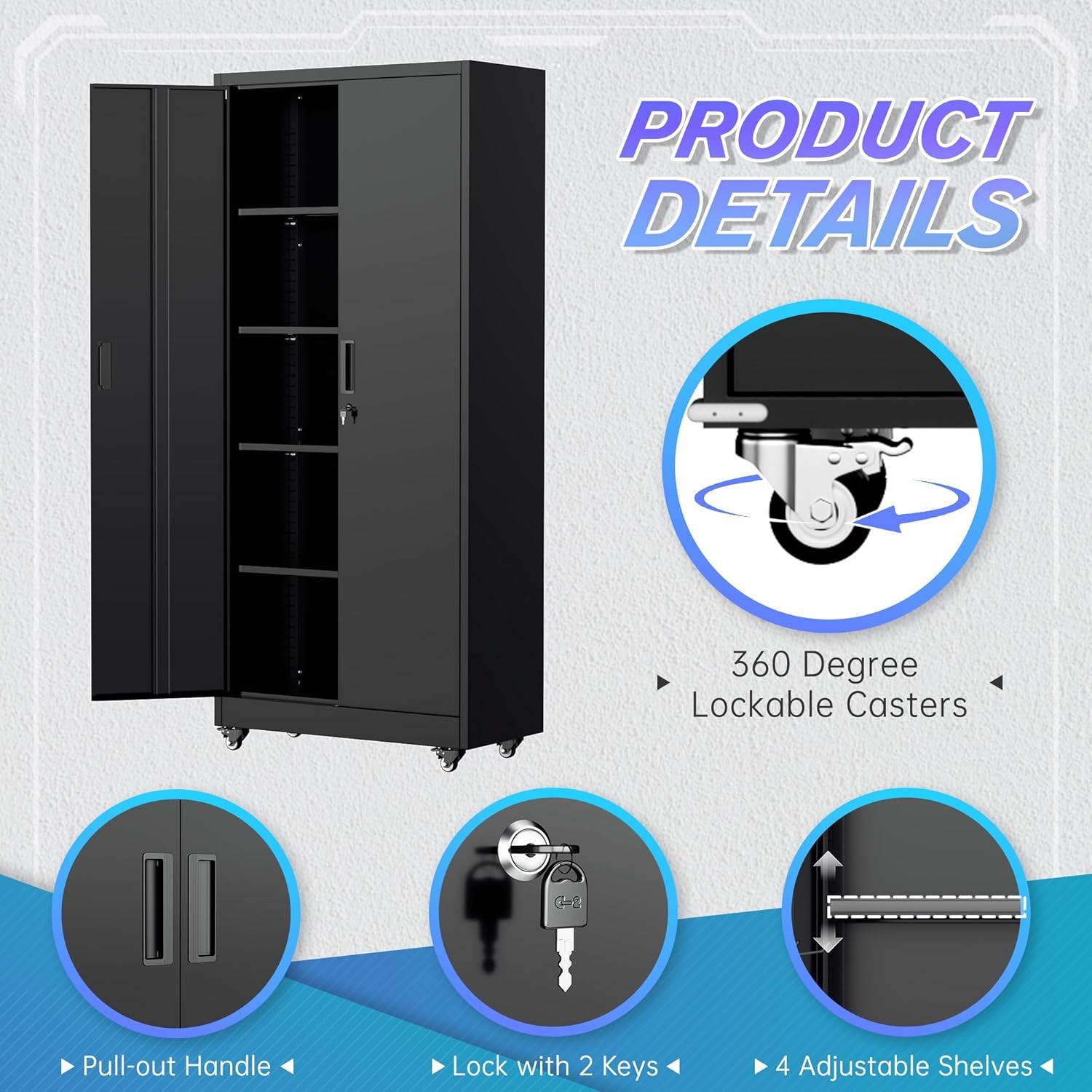 Heavy Duty Tool Cabinets, Garage Storage Cabinet Adjustable Shelves & Lockable