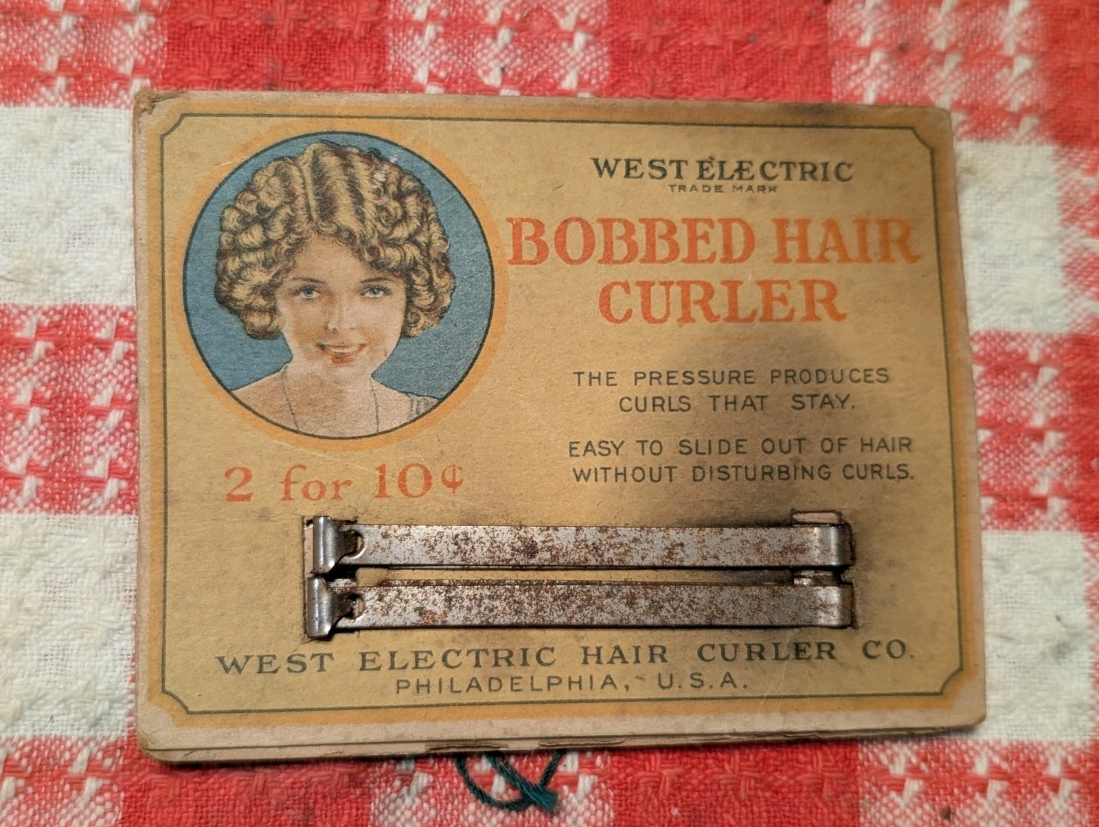 1920's West Electric Hair Curler Co Bobbed Hair Curler Store Counter Display