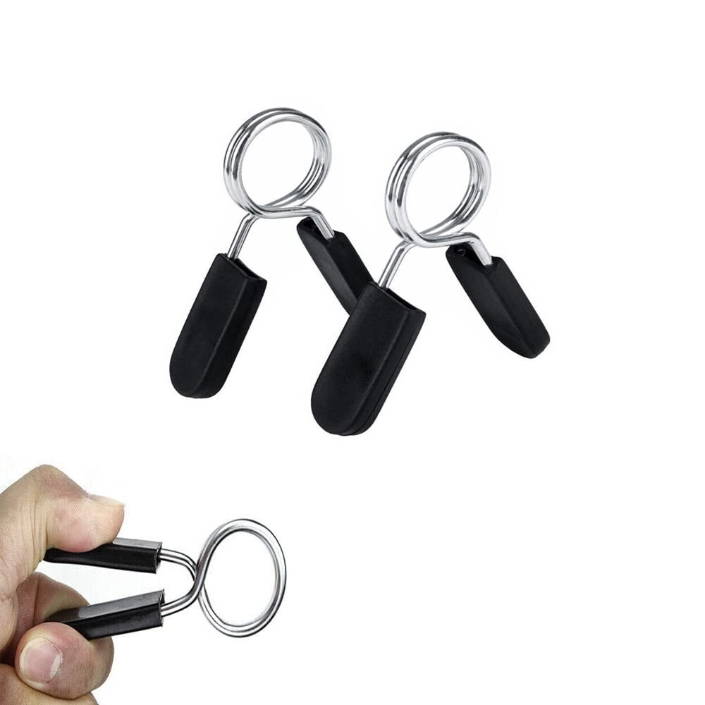 FITNESS MANIAC Standard 1" Barbell Bar Clamps Spring 1 inch, Black, Chrome