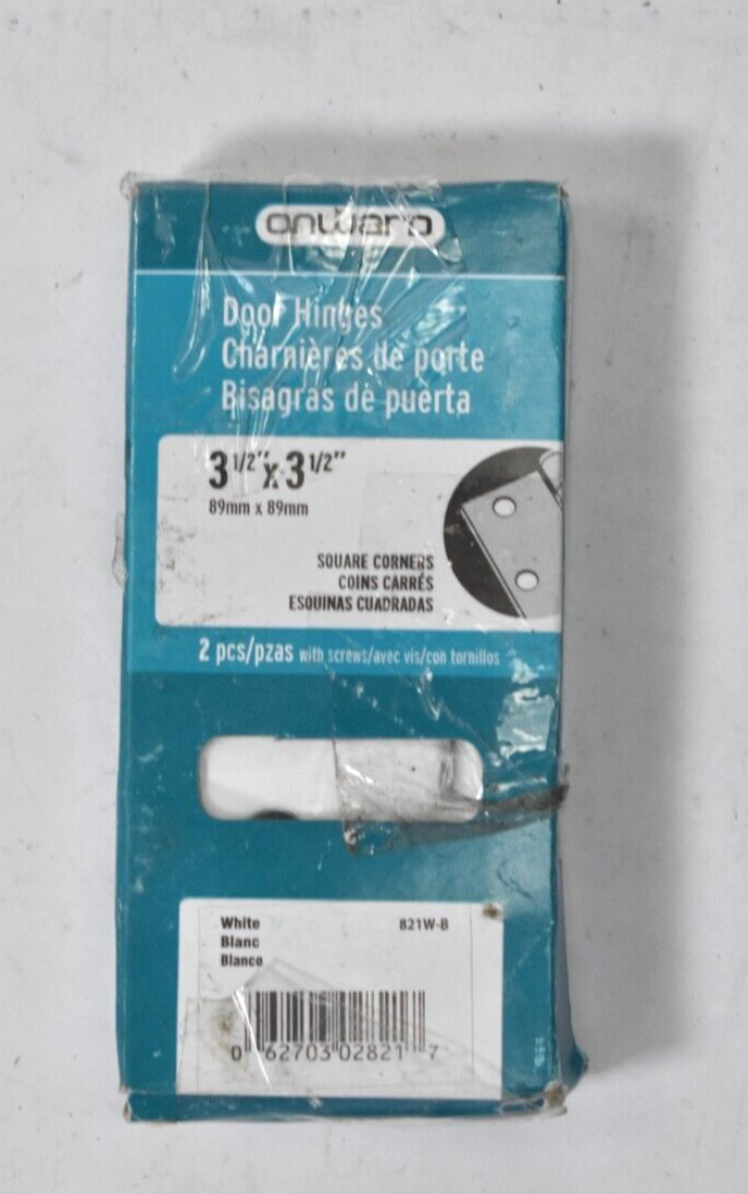 Richelieu Plain Bearing Mortise Door Hinges Squares White 2 Pack 3.5" x 3.5"