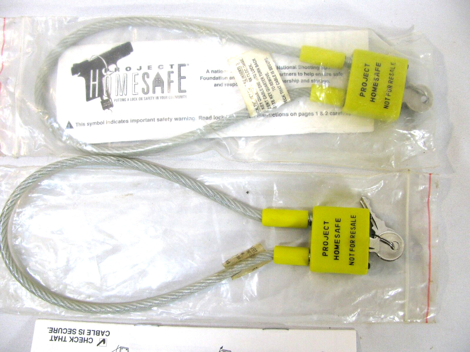 Gun Locks Project Homesafe Gun Safety Cable Lock And Key - Lot of 2