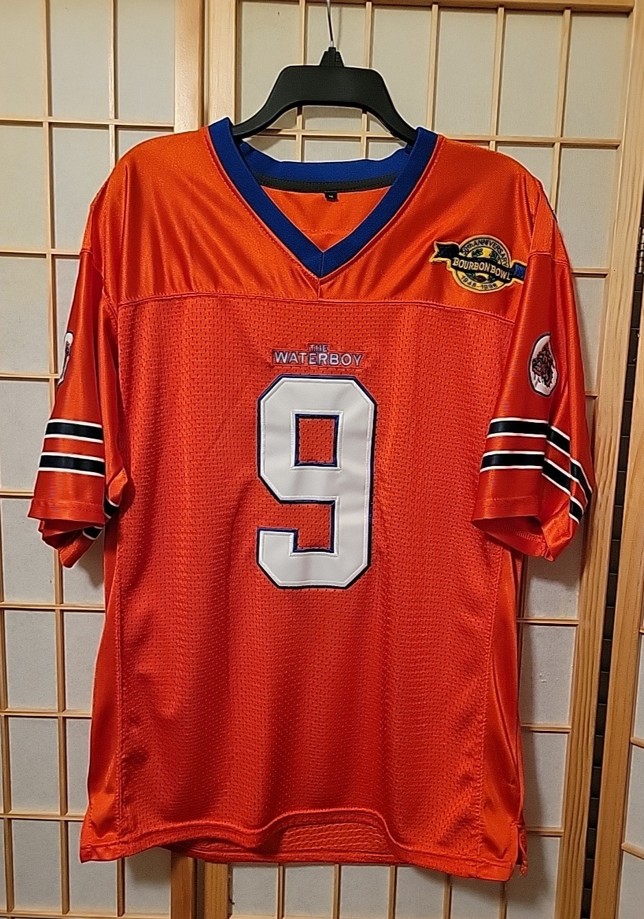 The Waterboy Bobby Boucher #9 Football Jersey Adult Med Orange Bourbon Bowl