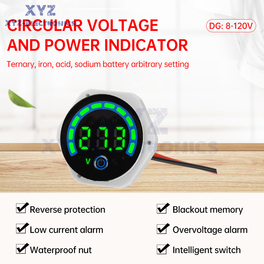 Digital Voltmeter Power Indicator Waterproof DC 8-120V Volt Meter with switch