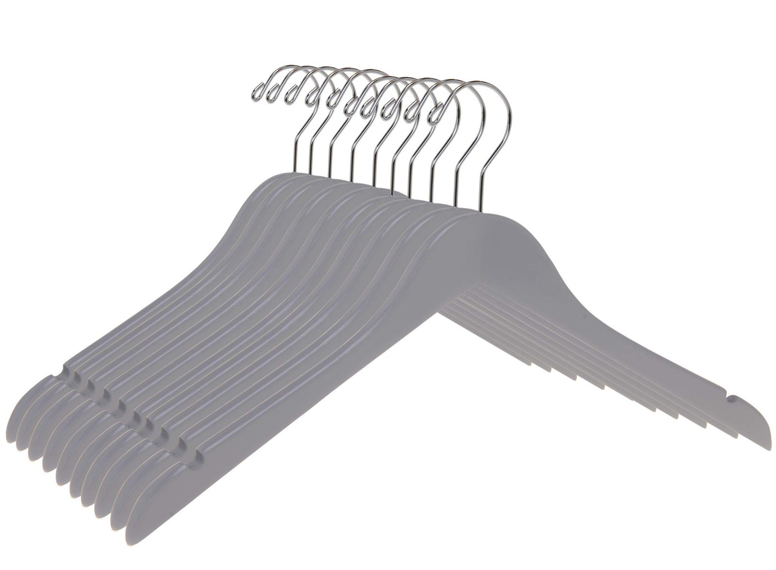 Quality Semi Curved Wooden Suit Hangers, 10-Pack Smooth Finish Solid Wood Coa...