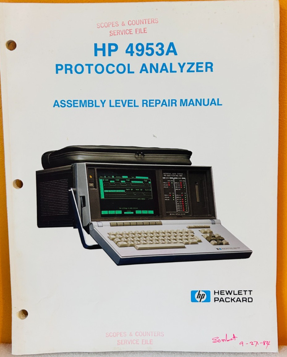 HP 04953-90014 Model 4953A Protocol Anlayzer Assembly Level Repair Manual.
