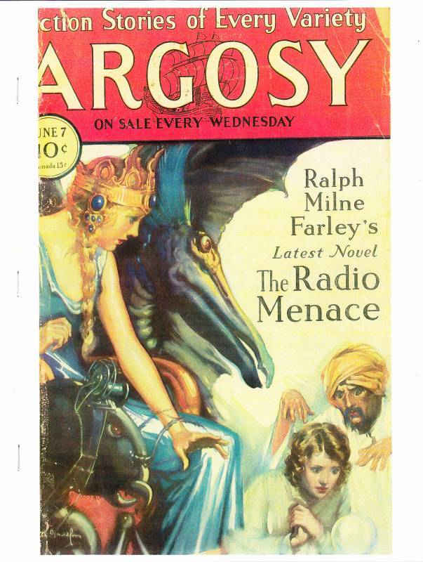 Pulp reprint THE RADIO MENACE by Ralph Milne Farley - 1930 ARGOSY serial