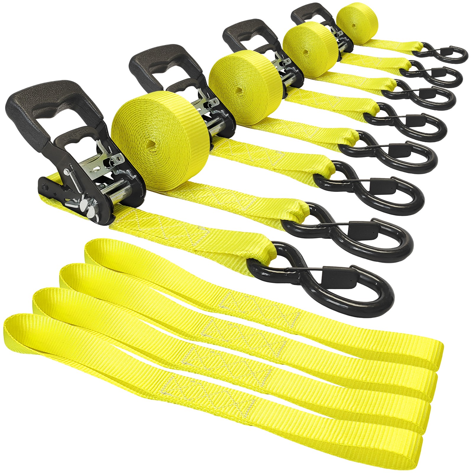 Ratchet Straps Tie Down Kit - 5,000lbs Break Strength Heavy Duty Tie Down Straps