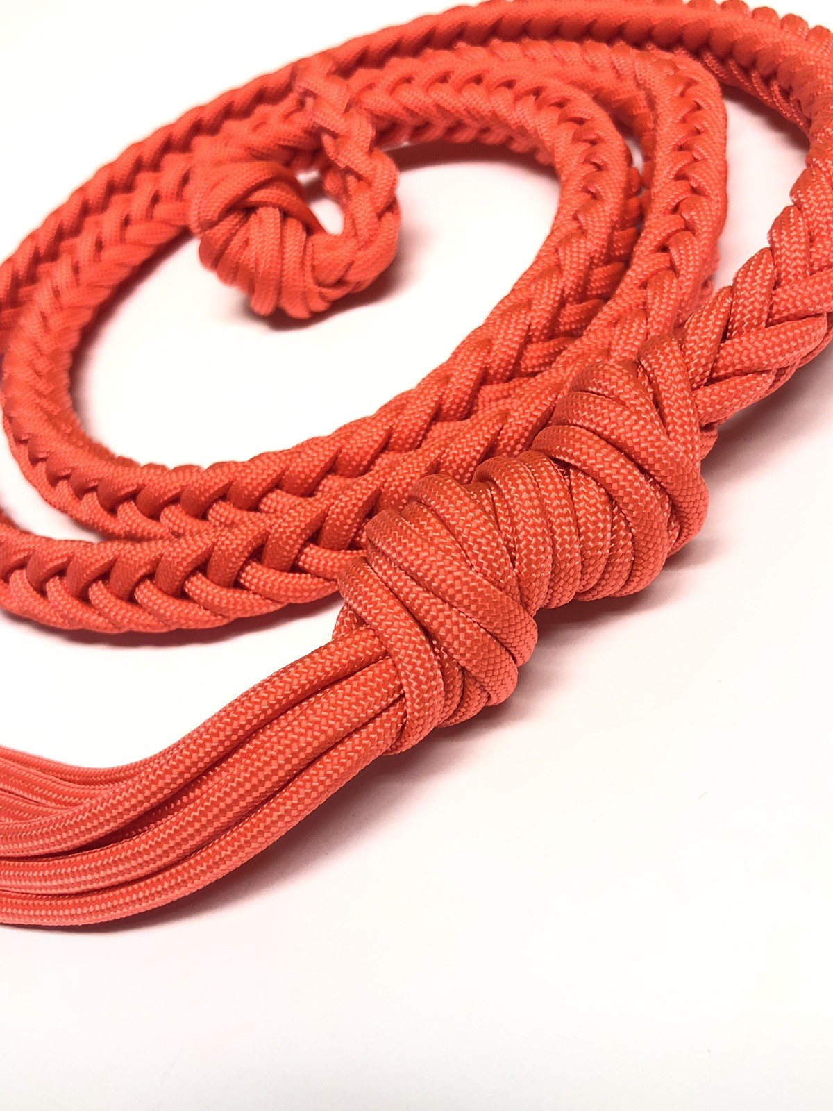 orange Paracord over and under braided whip