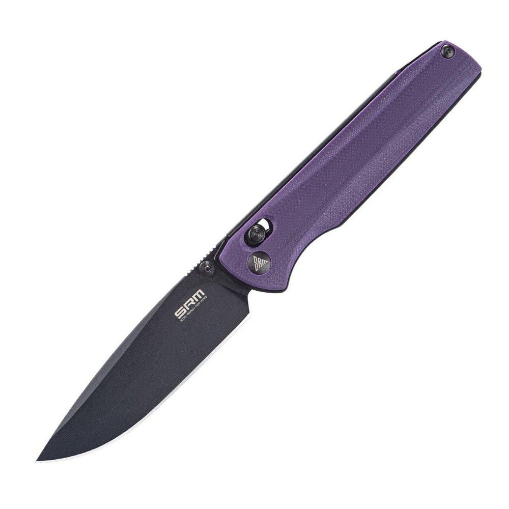 SRM Knives Ambi Lock Folding D2 Steel Blade Purple G10 Handle - 258L-GN