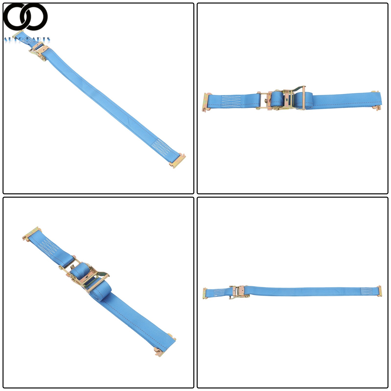 2 Pack Wheel Chock Tie Down Strap Kit For Trailer ATV UTV 8' Blue Ratchet Strap