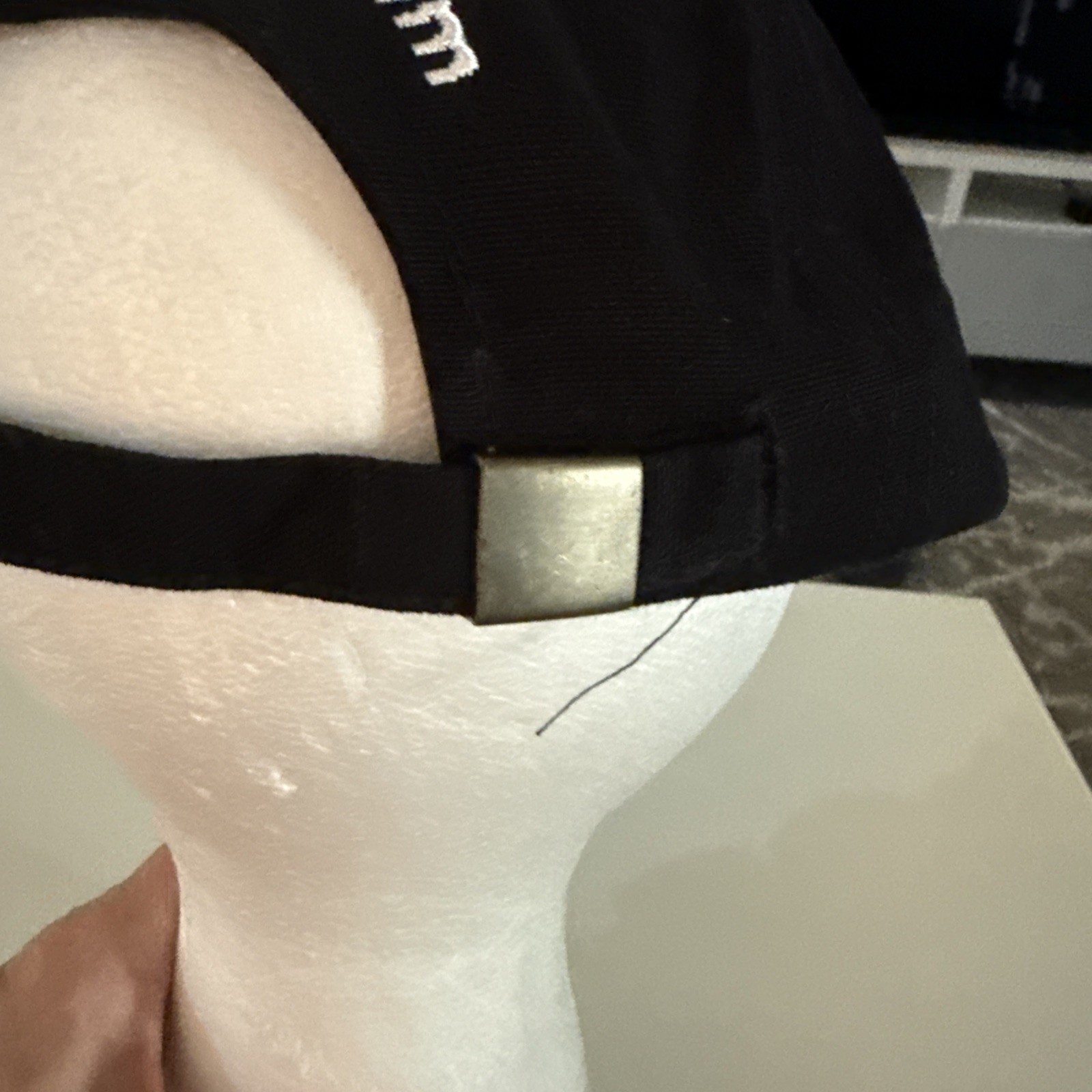 ACS in White Logo Red White on Black Hat Cap Strap Buckle OSFA