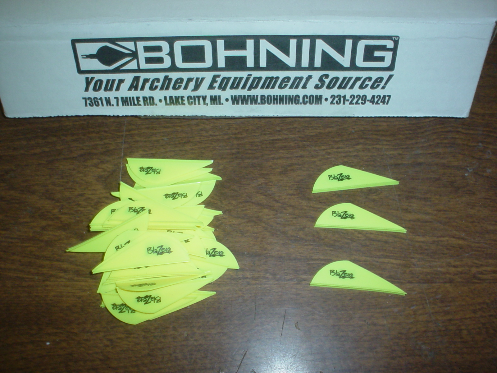 36 Bohning 2" BLAZER Arrow Arrows VANES Archery NEON YELLOW fl flourescent