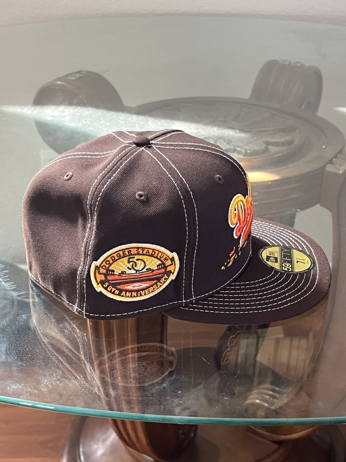 LA Dodgers “Fall Foliage” Brown Fitted Hat Dodger Stadium 50th Anniversary 7 3/8