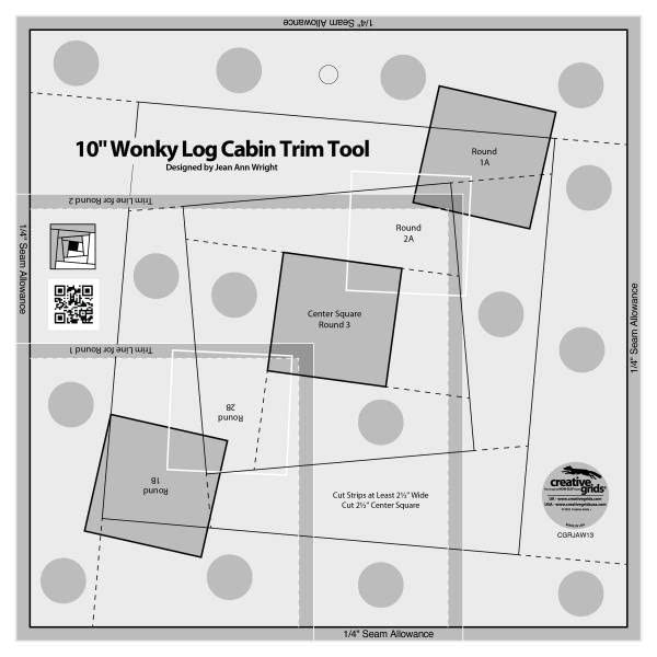 Creative Grids 10in Wonky Log Cabin Trim Tool Quilt 10.5" X 10.5", Acrylic