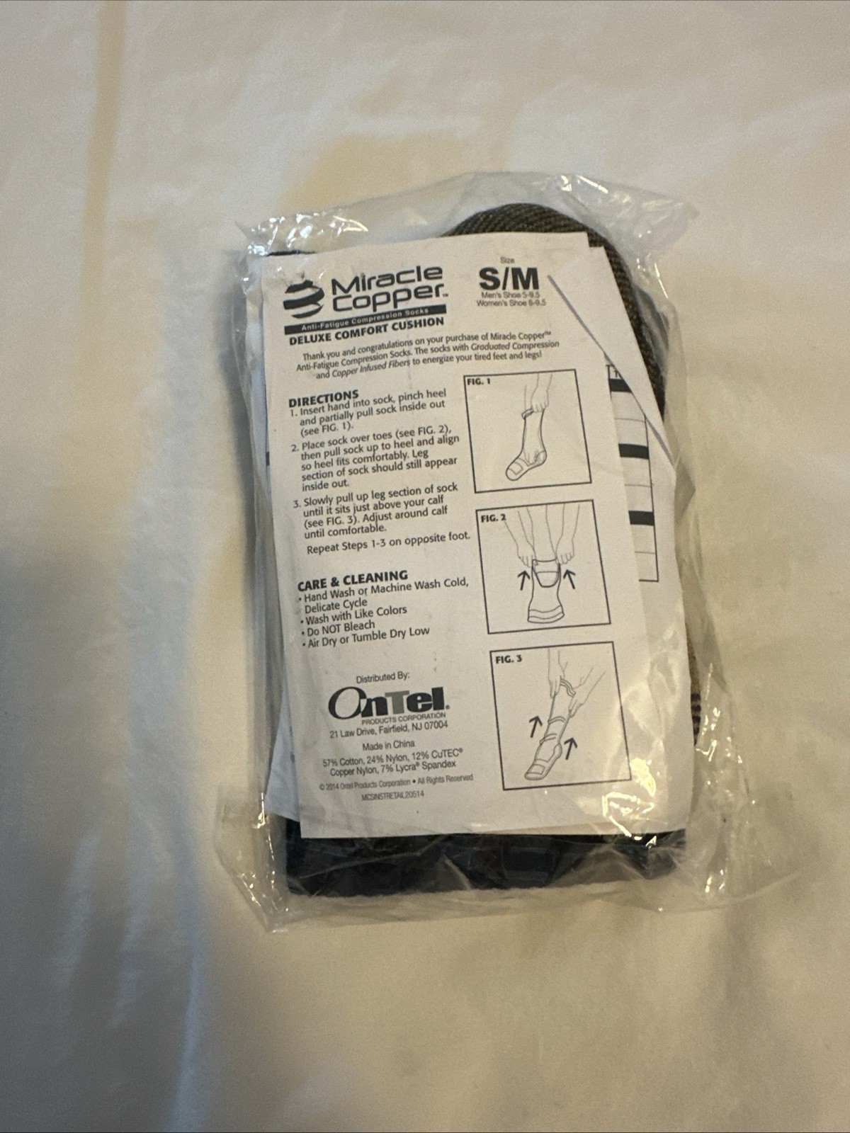 OnTel Microfiber Compression Miracle Socks Black S/M
