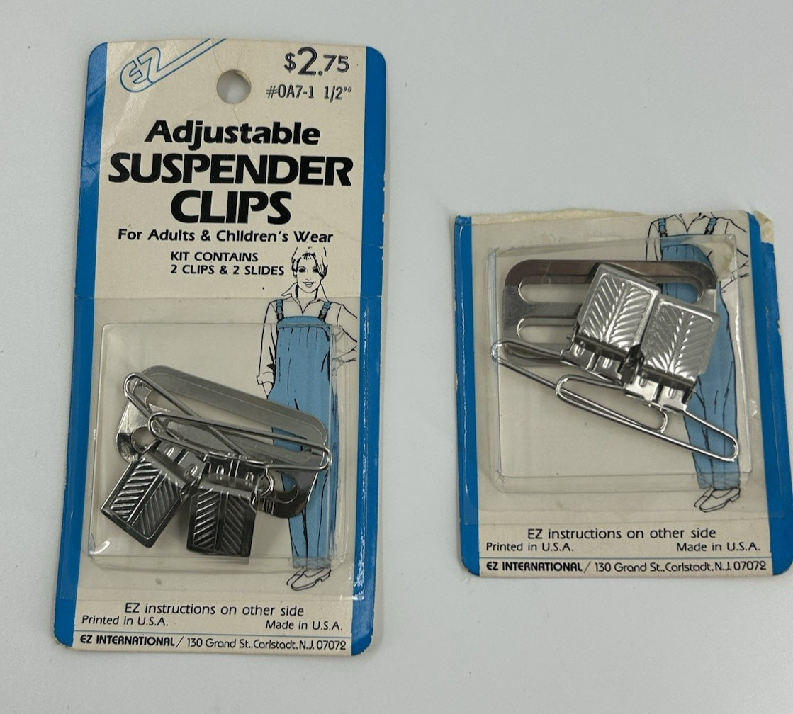 Lot of 2 Vintage EZ Adjustable Suspender Clips