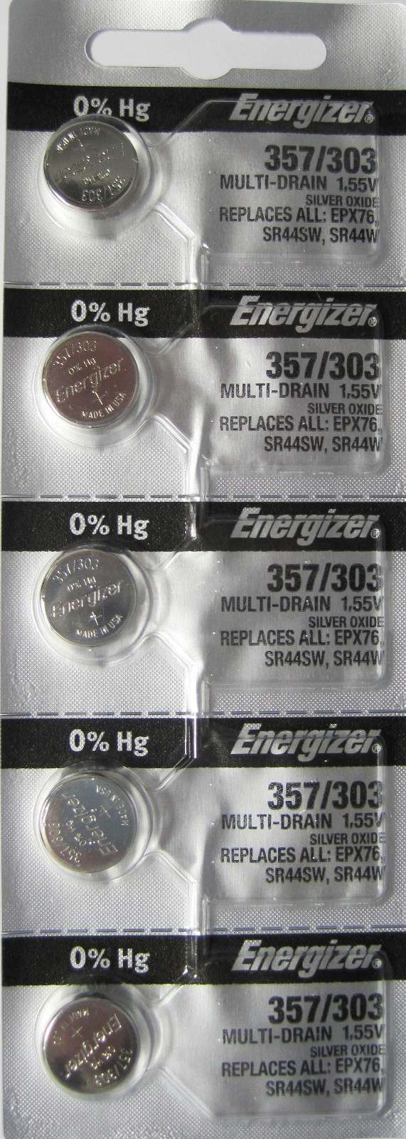 5 X ENERGIZER 357 BATTERIES SILVER OXIDE