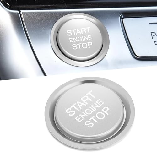 Car Push Start Button Cover, Start Stop Button Cover, Aluminum Auto Key Silver