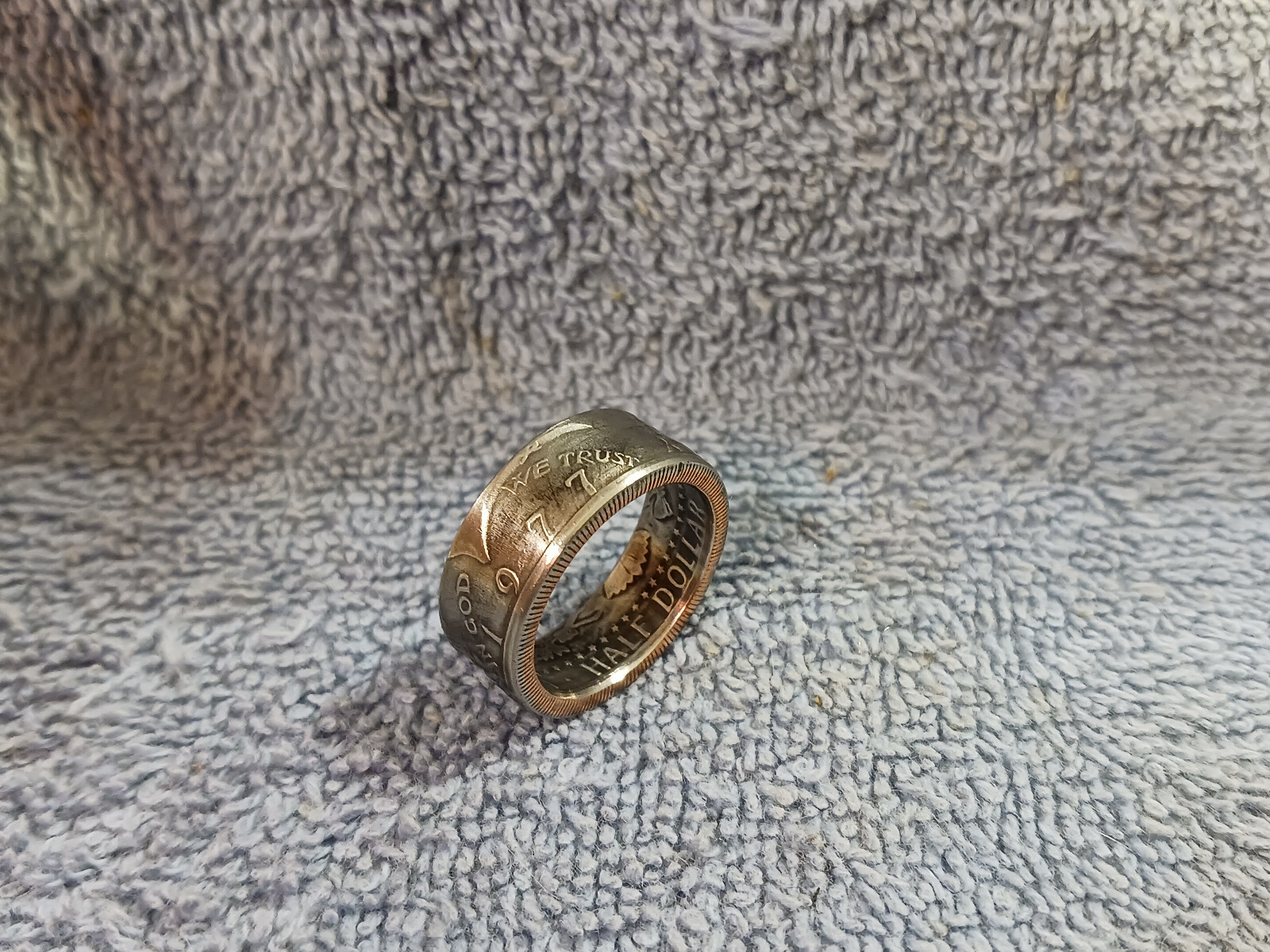 1977 Kennedy Half Dollars  size 9-1/2 coin ring  handmade mixed metals