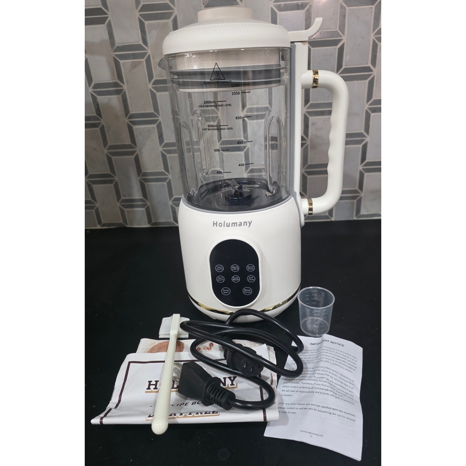 Holumany Nut Milk Maker 35oz Soy Almond Oat Milk Machine Self Clean