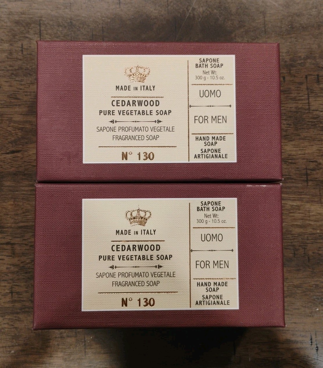 2 Bars of Cedarwood Pure Vegetable Bath Soap 10.5oz Italian Boxed Tuscany No 130