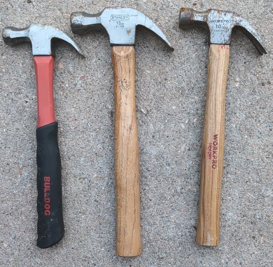 Vintage Lot of 3 Hammers/ Stanley 13oz, WorkPro 10oz & Bulldog