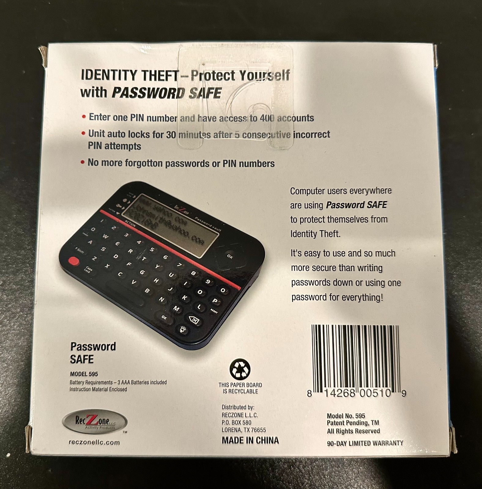 Password Safe: Securely Remember Your Passwords/Protect Your Identity, Black 595