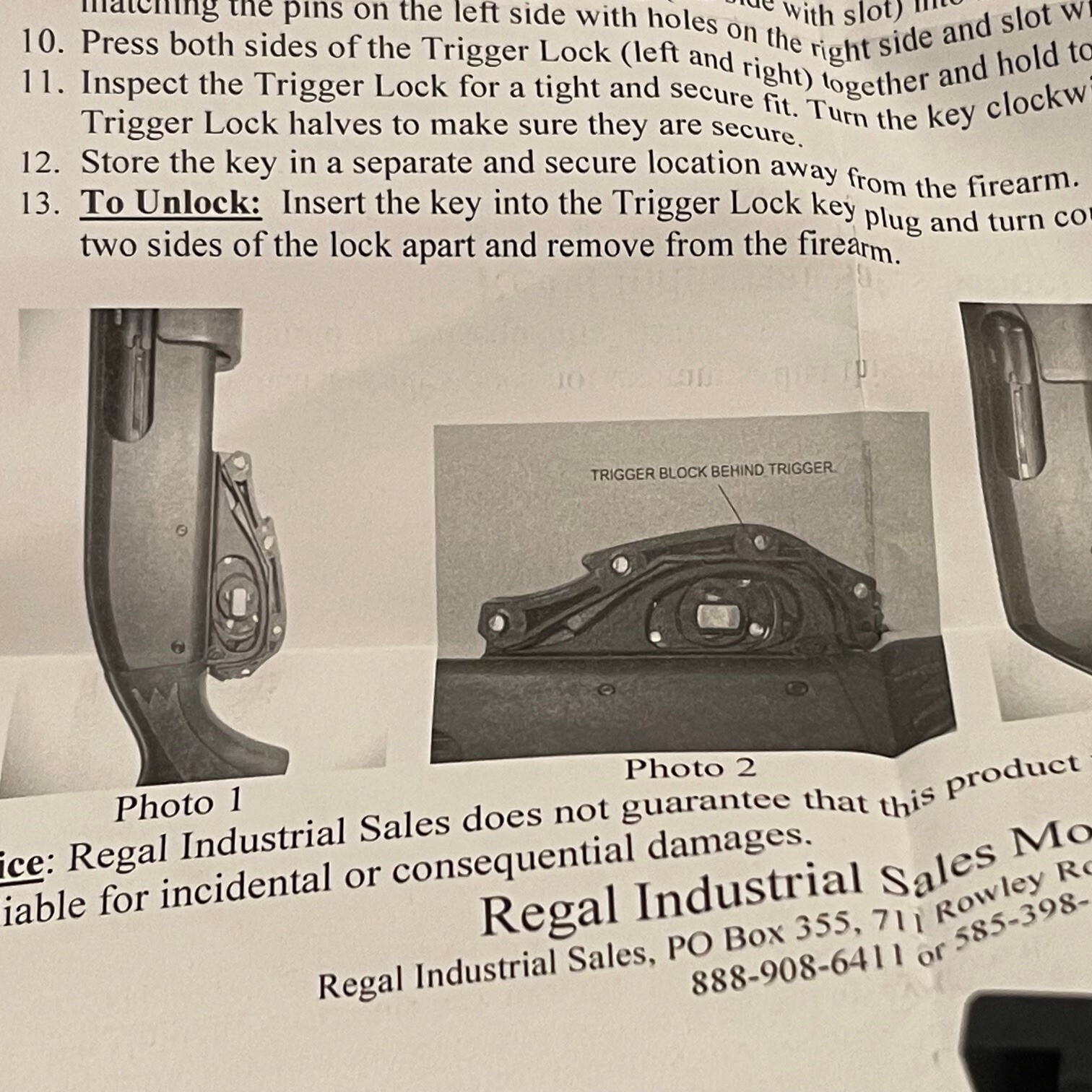 Regal Model RTL 06 Trigger Lock For Remington Rifles & Shotguns Open Box