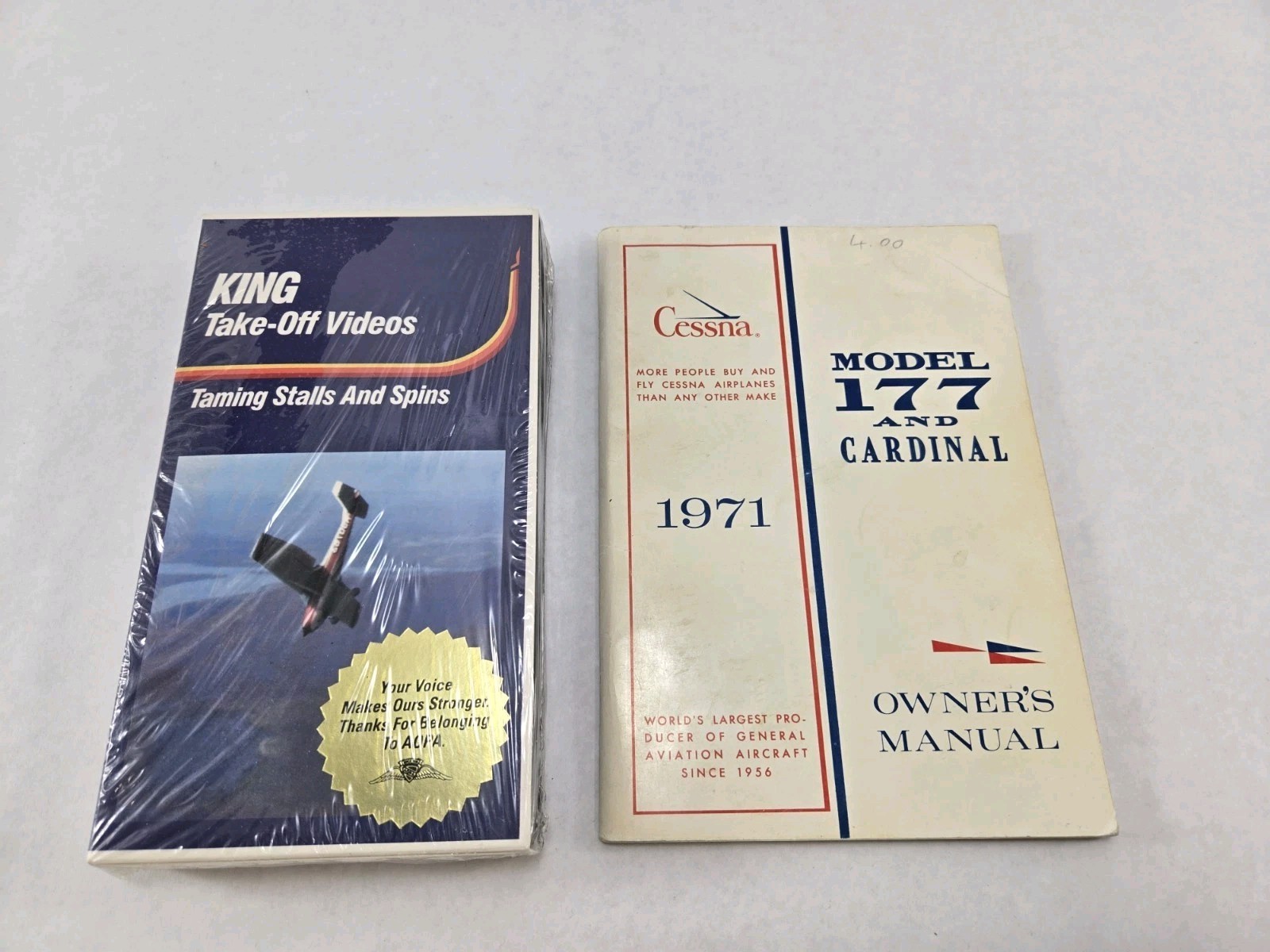 Vintage 1971 Cessna 177 Cardinal Owner's Manual & King Take-Off VHS Video Lot