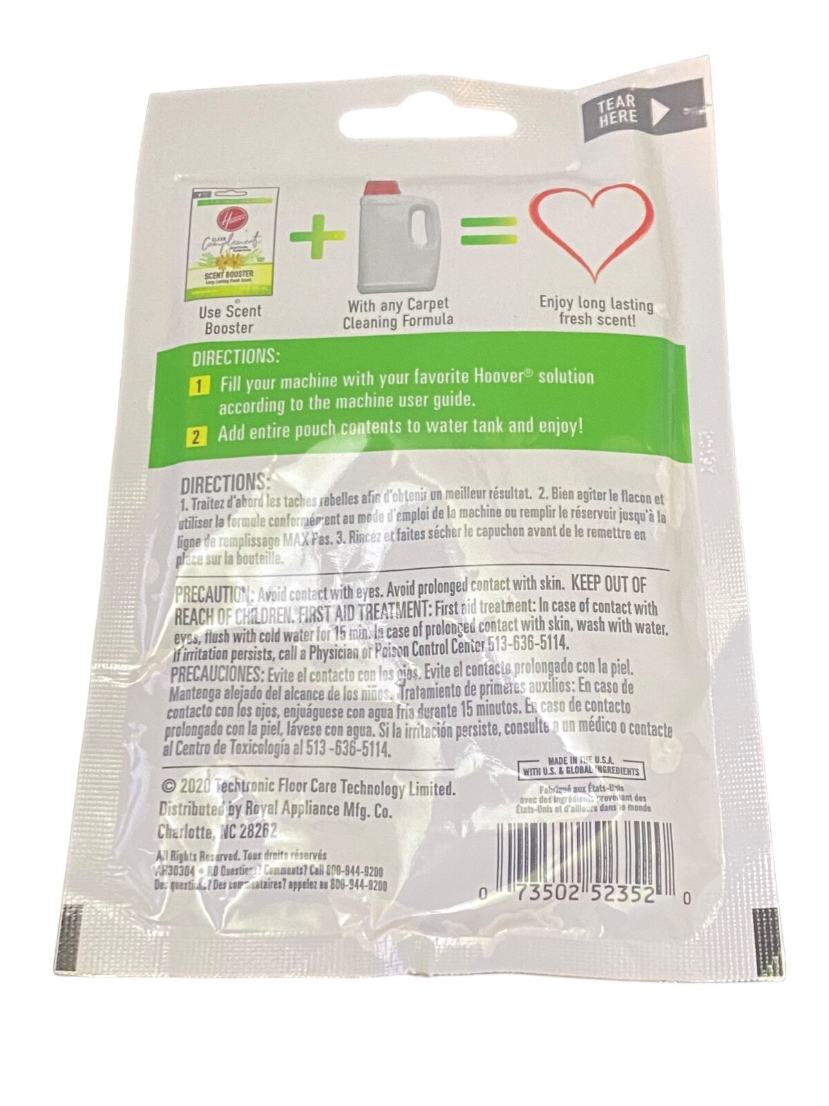 (20 Pack) Hoover Carpet Cleaner Formula Booster Spring Burst Single use 2 Oz Ea