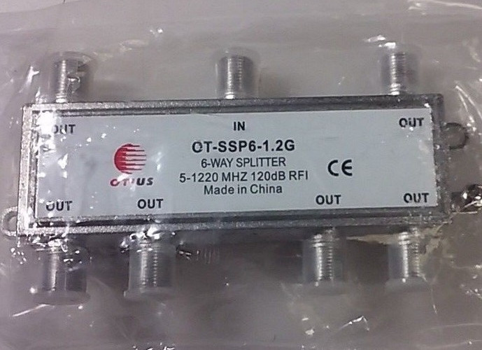 OTIUS OT-SSP6-1.2G 6-Way Indoor Coaxial Splitter 1.2GHz CATV Signal