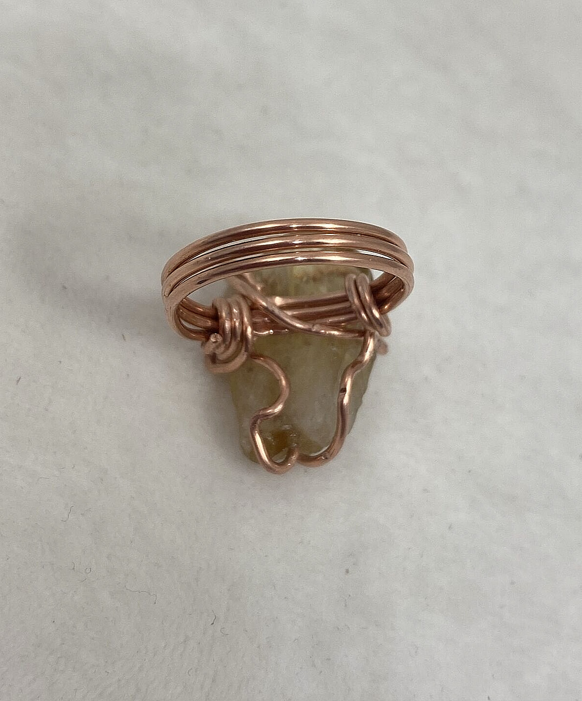 Handmade ~ Copper Wire Wrapped Natural Citrine Crystal Ring Size 7 #303