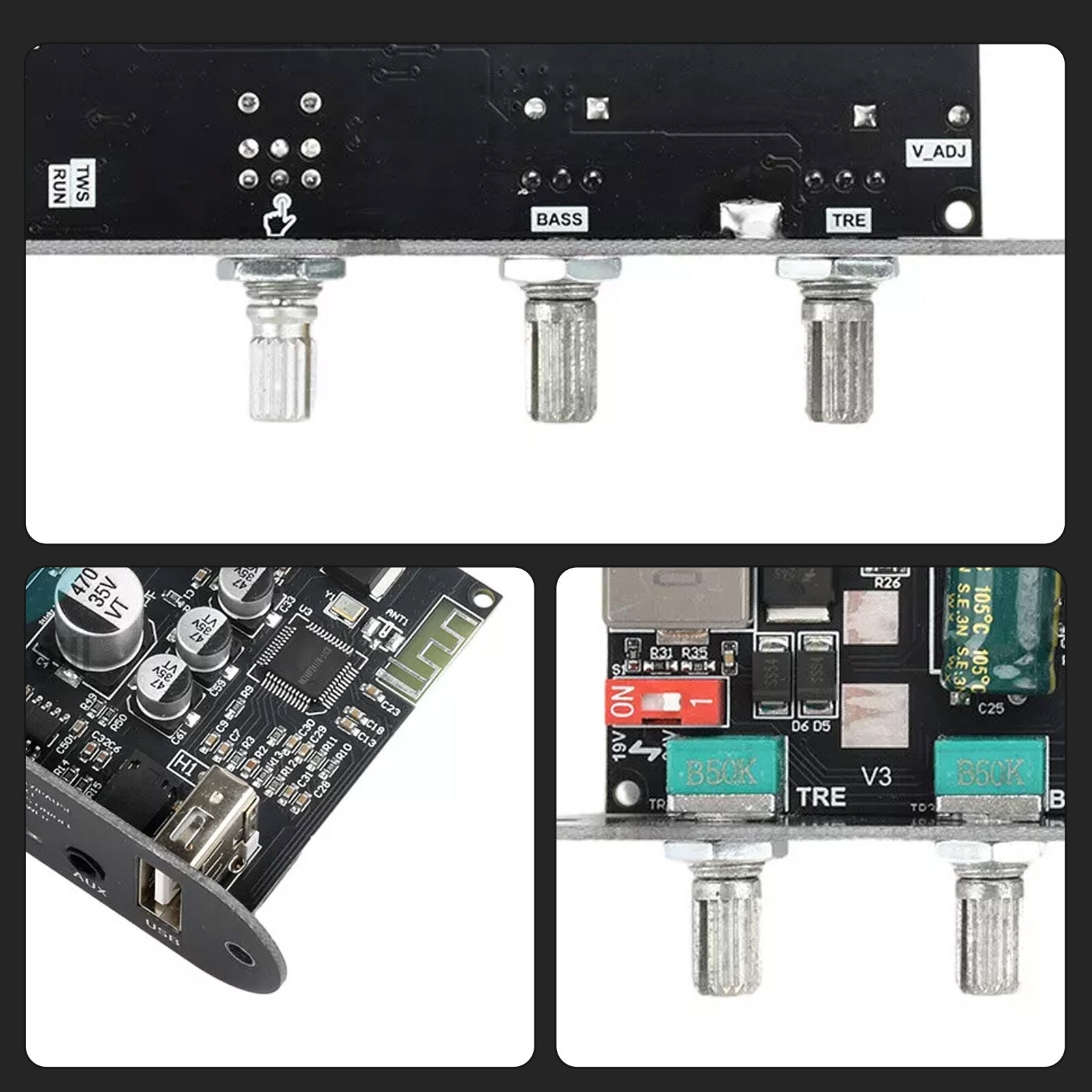 100W Mono Bluetooth Audio Power Amplifier Module Bass Treble Adjustable