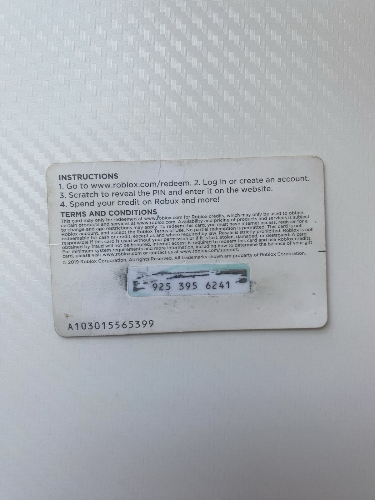 Rare Roblox 2019 giftcard (NO VALUE)