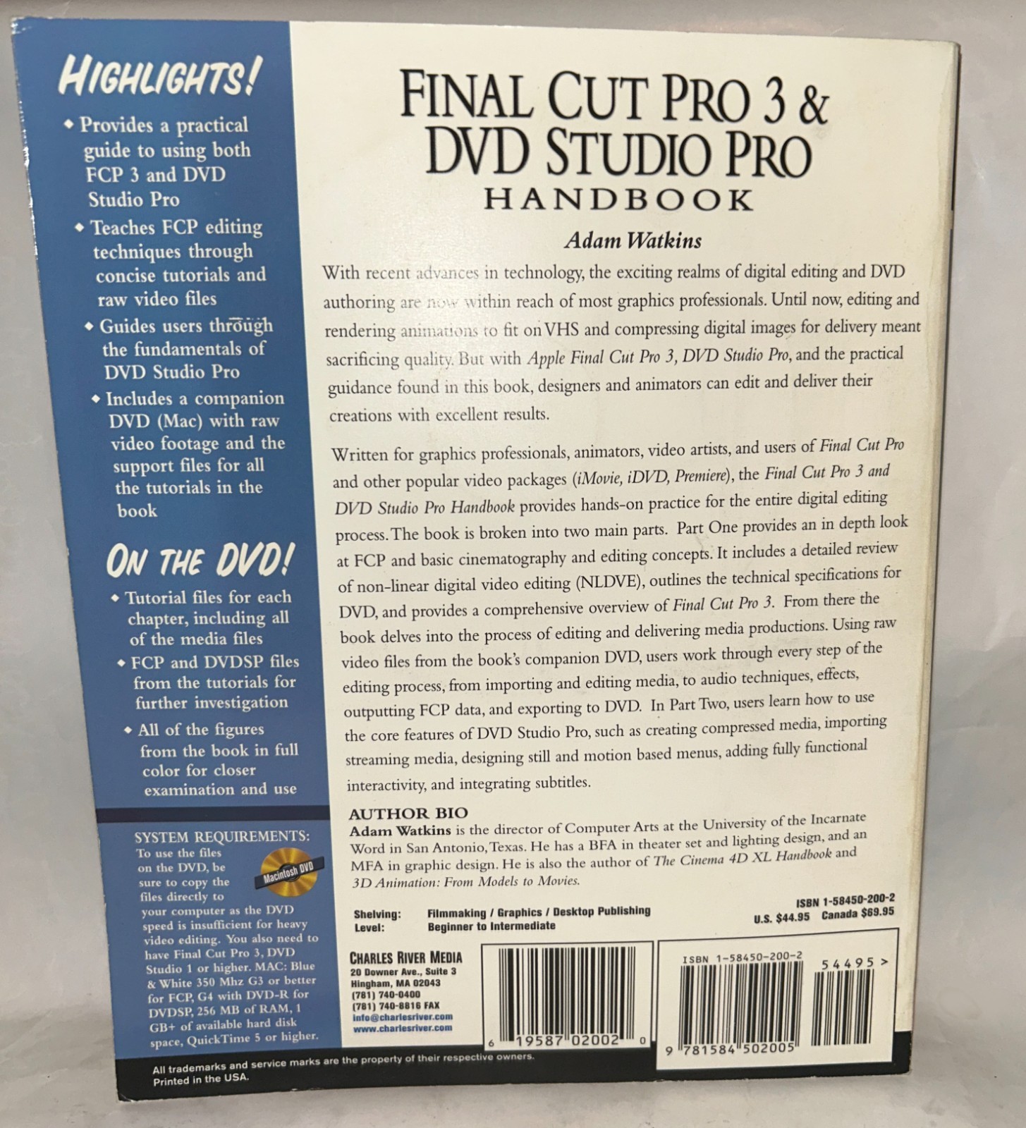 Final Cut Pro 3 & DVD Studio Pro Hand Book USED