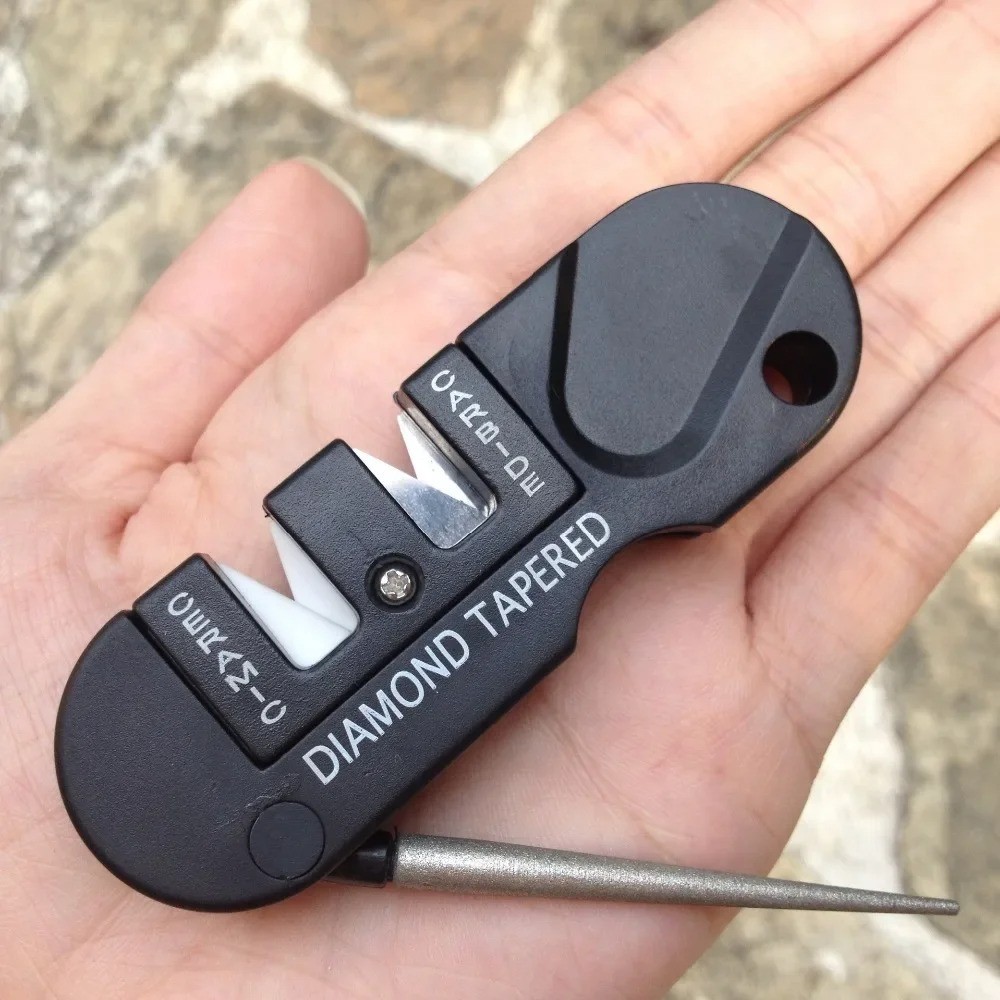 4-in-1 Portable Tungsten Ceramic Carbide Knife Whetstone Sharpener Sharpen Fish