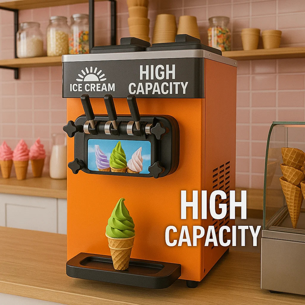 Small Commercial Table Top Gelato Soft Serve Ice Cream Maker 3 Flavors Stainless