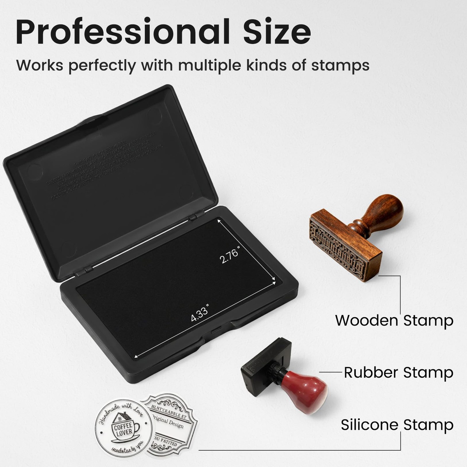 Sooez Black Ink Pad with Snap Closure, Large 1 Pack, Shell -